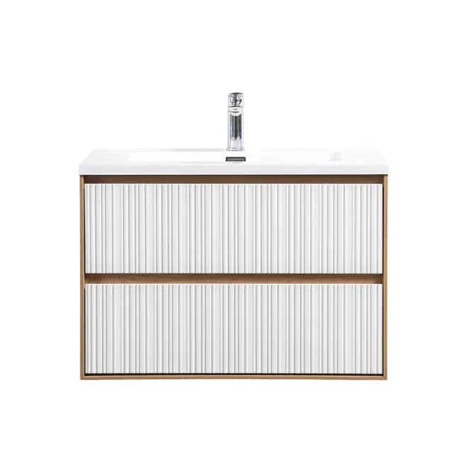 Hovedbilde Badnor Marikken 75cm servantskap i LYS EIK/HVIT SPILE, m/hvit servant