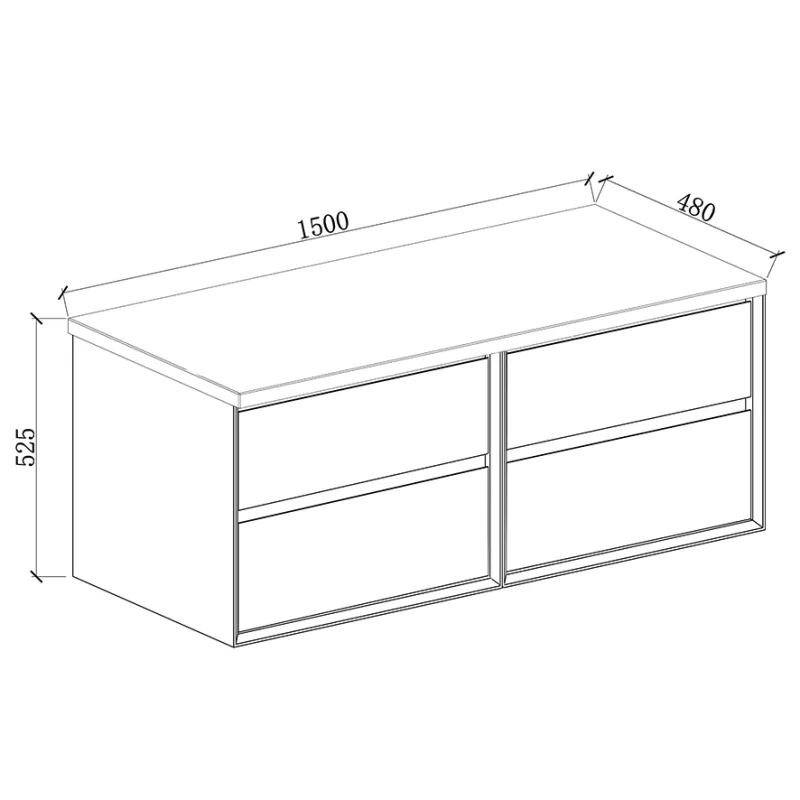 Badnor Martine 150cm servantskap m/sort benkeplate/topplate