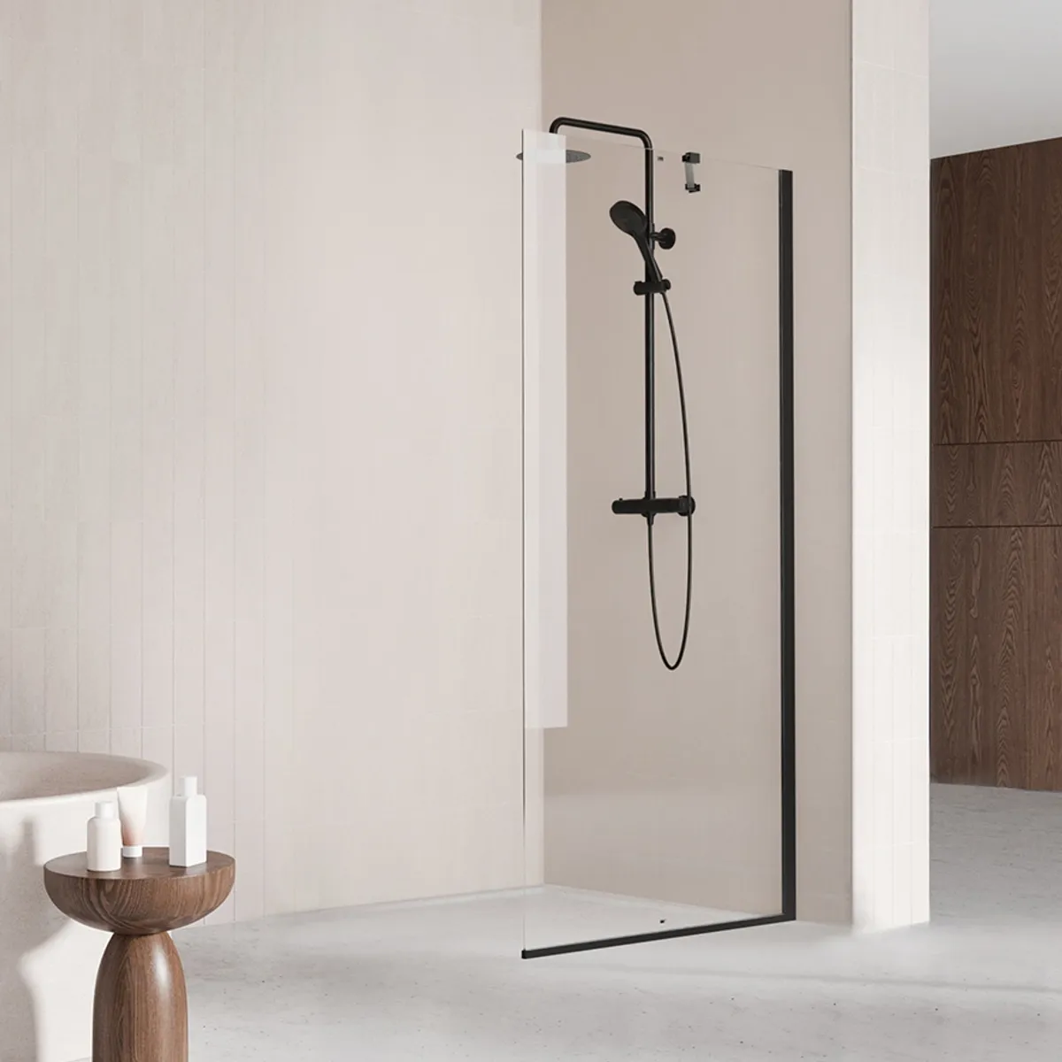 Badnor Grays/ Clifford dusjvegg/ fastfelt - 90cm - MATT SORT