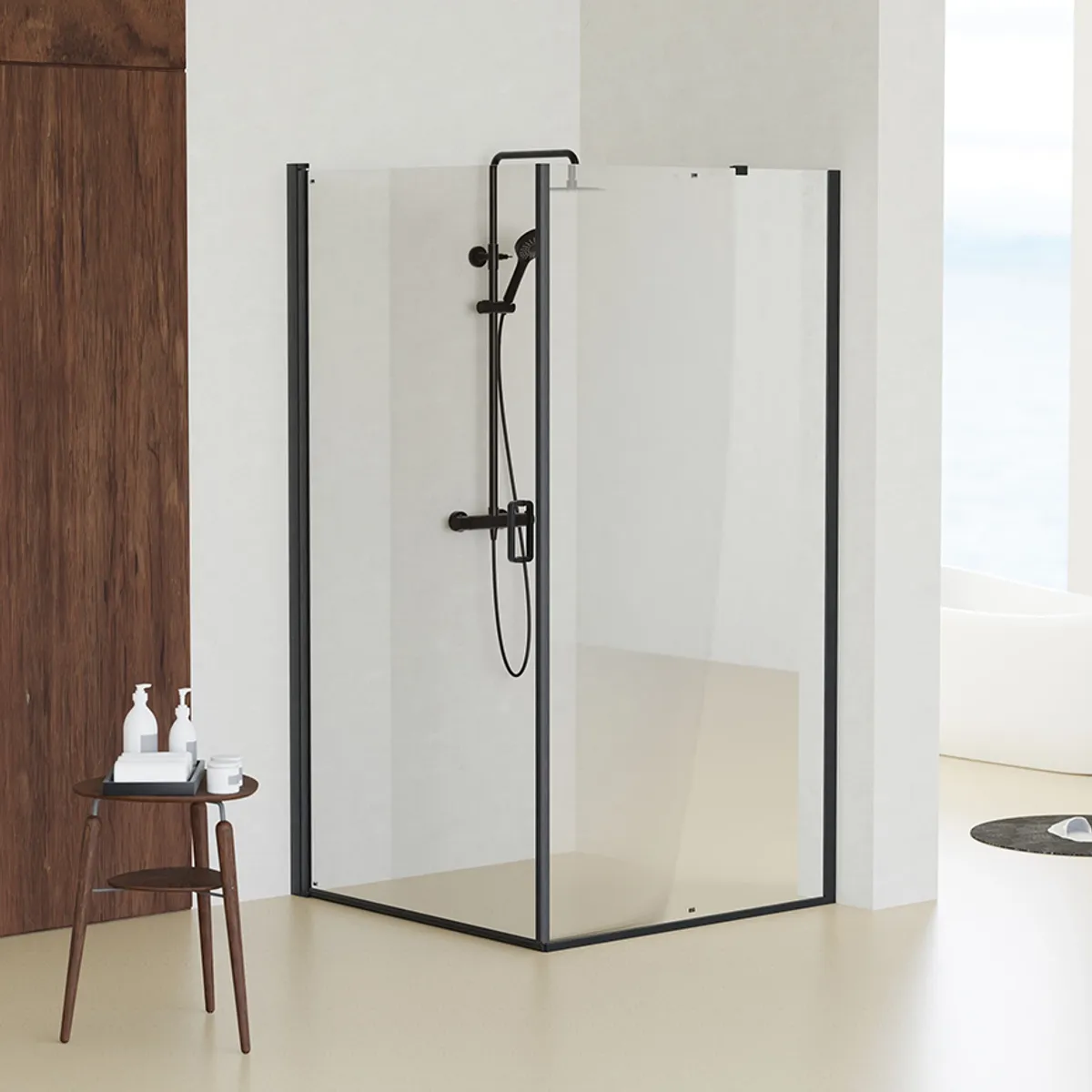 Badnor Grays dusjhjørne fastfelt + dusjdør 100x100cm