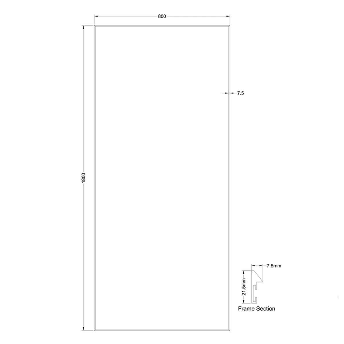 Badnor Melanie SORT 180+40cm - sort servant (0616) Saga speil