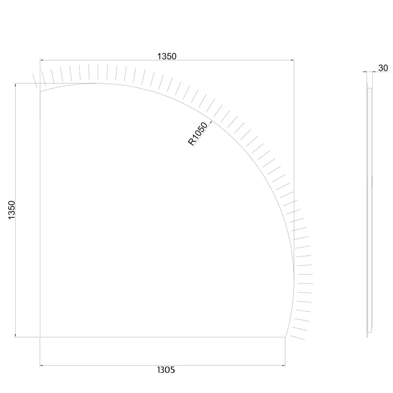 Badnor Marikken 150+35cm mbl.pk. (2432) Sara halvrundt speil
