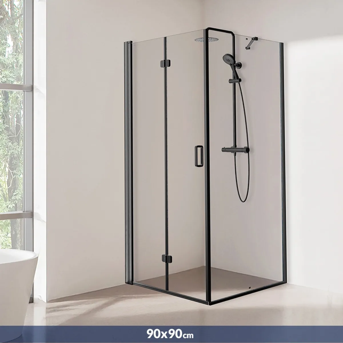 Badnor Clifford dusjhjørne fastfelt + foldedør 90x90cm