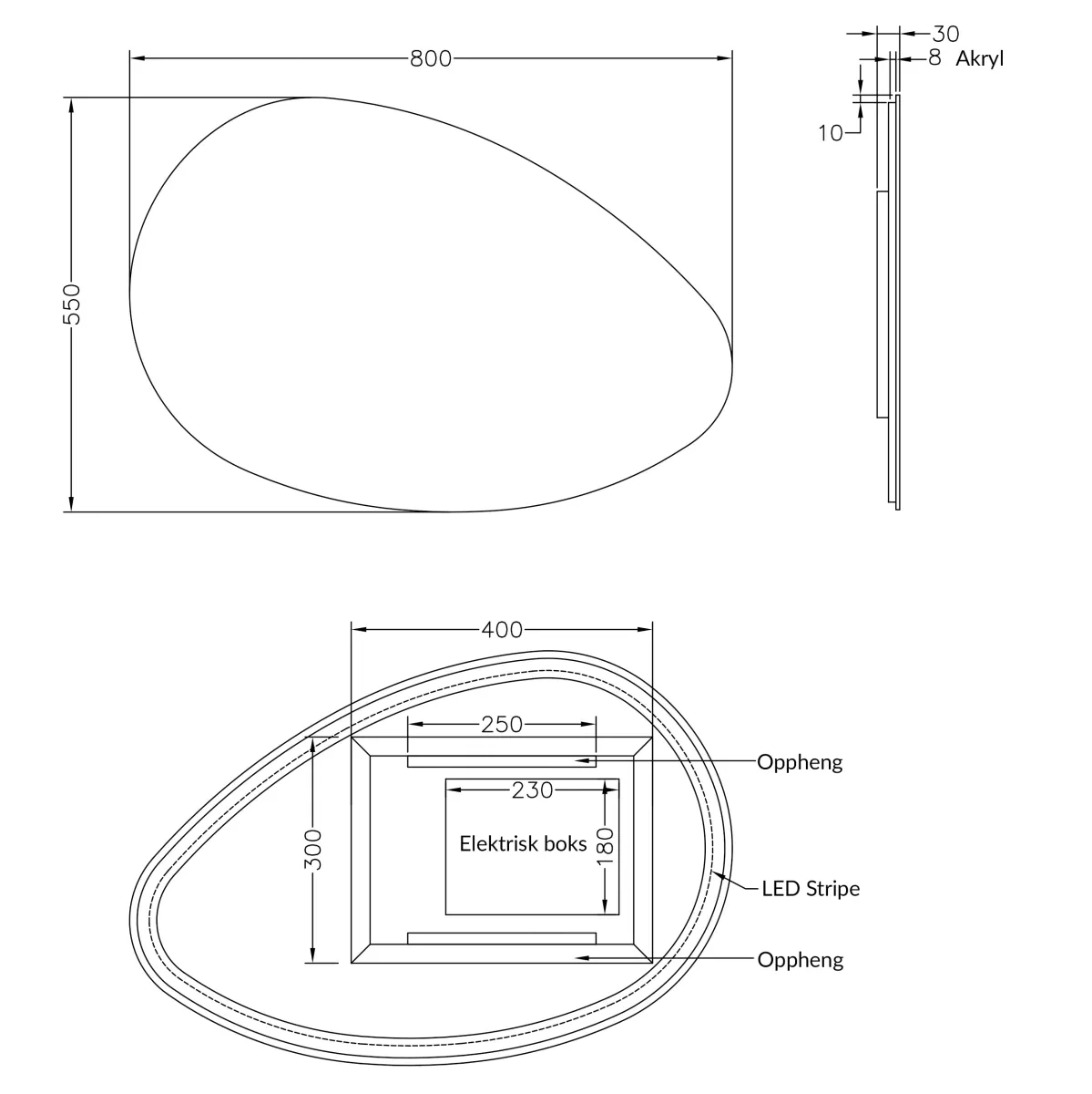 Badnor Melissa 75cm mbl.pk (98240) Lucy speilskap m/lys