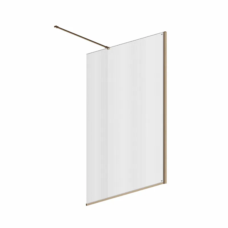 Badnor Shildon dusjvegg/walk-in hjørne - BØRSTET KOBBER - FLUTED glassfelt - 125cm