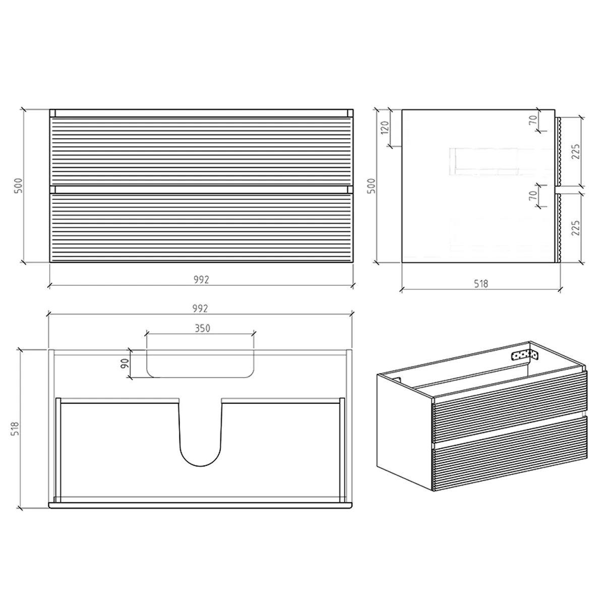Badnor Maiken 100cm mbl.pk (9508) Line speil m/lys