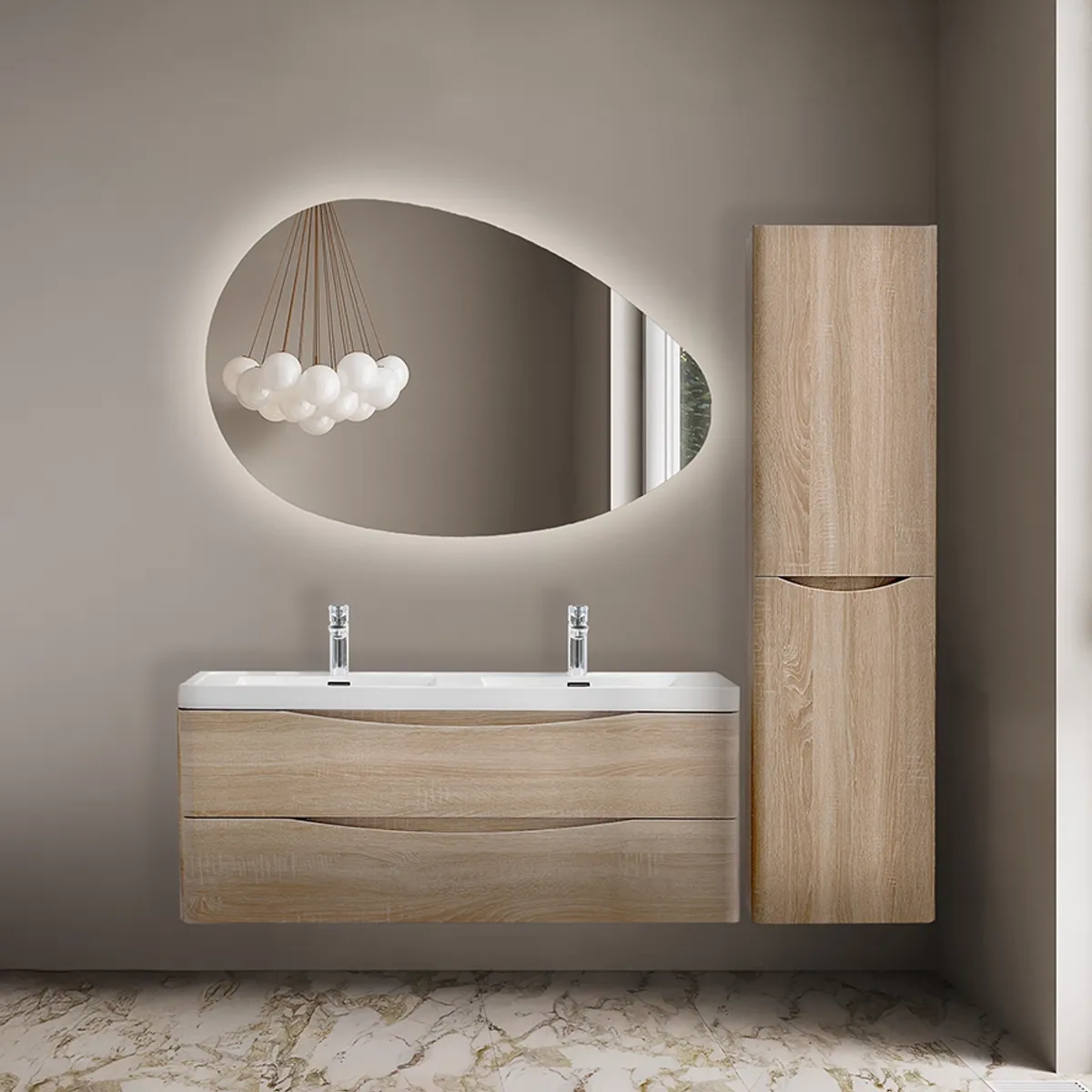 Badnor Mette 120cm dobbel +40cm mbl.lpk (50104) Lucy speil