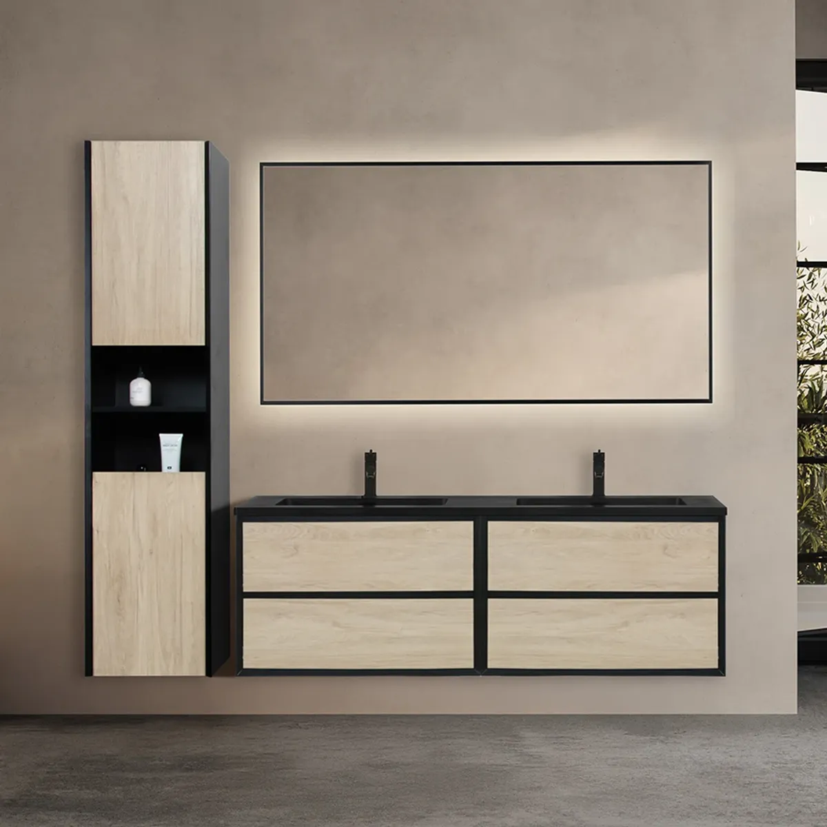 Badnor Martine 150+40cm møbelpk (6518) Saga speil med lys