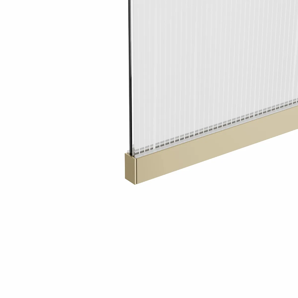 Badnor Shildon dusjvegg/walk-in hjørne - BØRSTET GULL - WHITE STRING glassfelt - 125cm