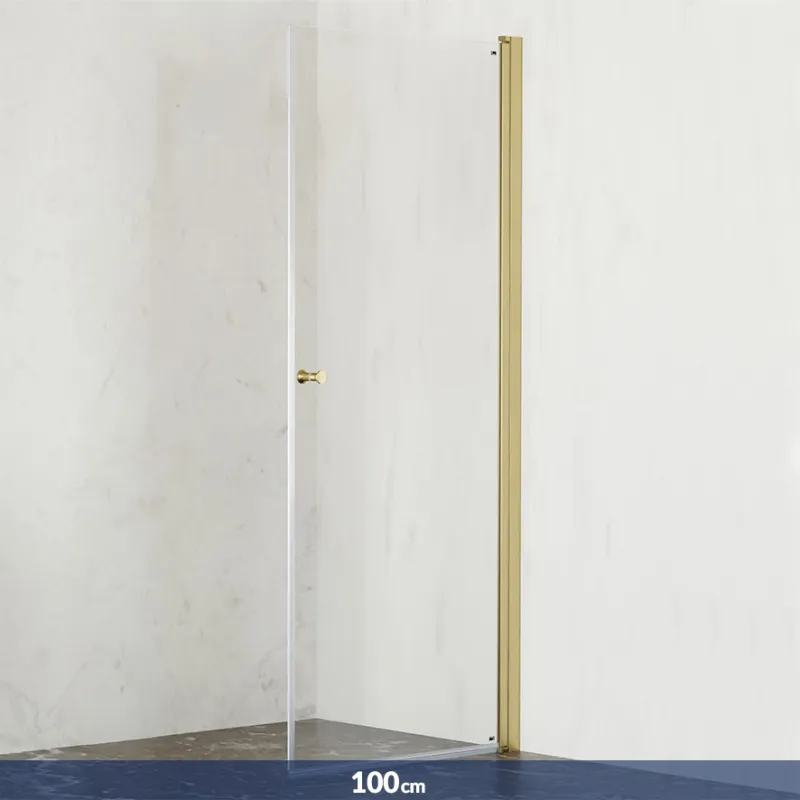 Badnor Grays dusjdør (rett) - 100cm - BØRSTET GULL