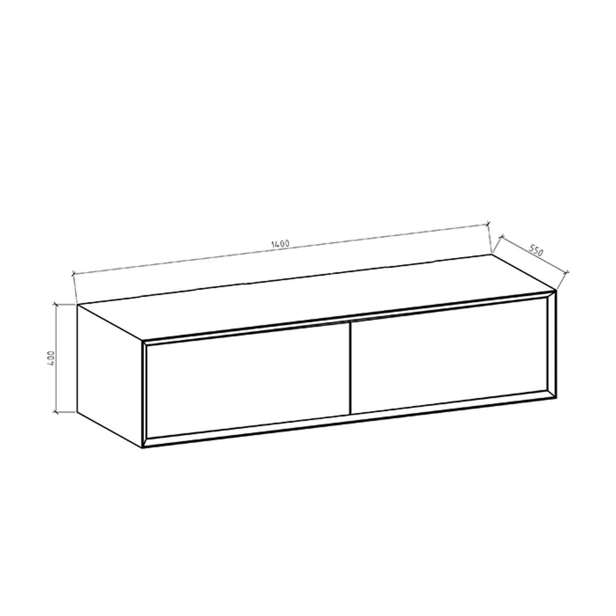 Melodina HVIT/LYS EIK 140cm servantskap - UTEN servanter