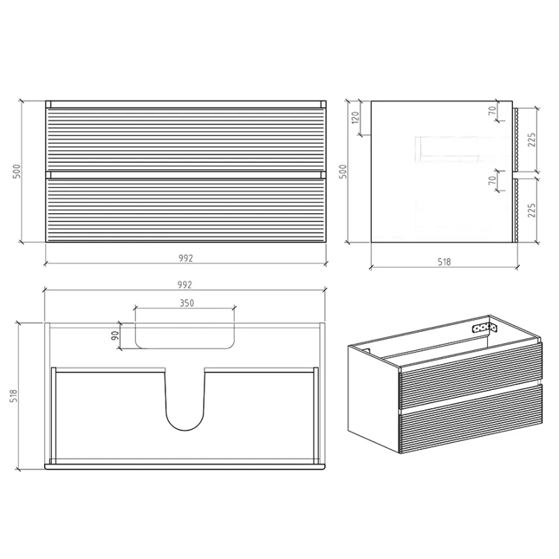 Badnor Maiken 120+40cm mbl.pk (96110) Sissel speil m/dimbart lys