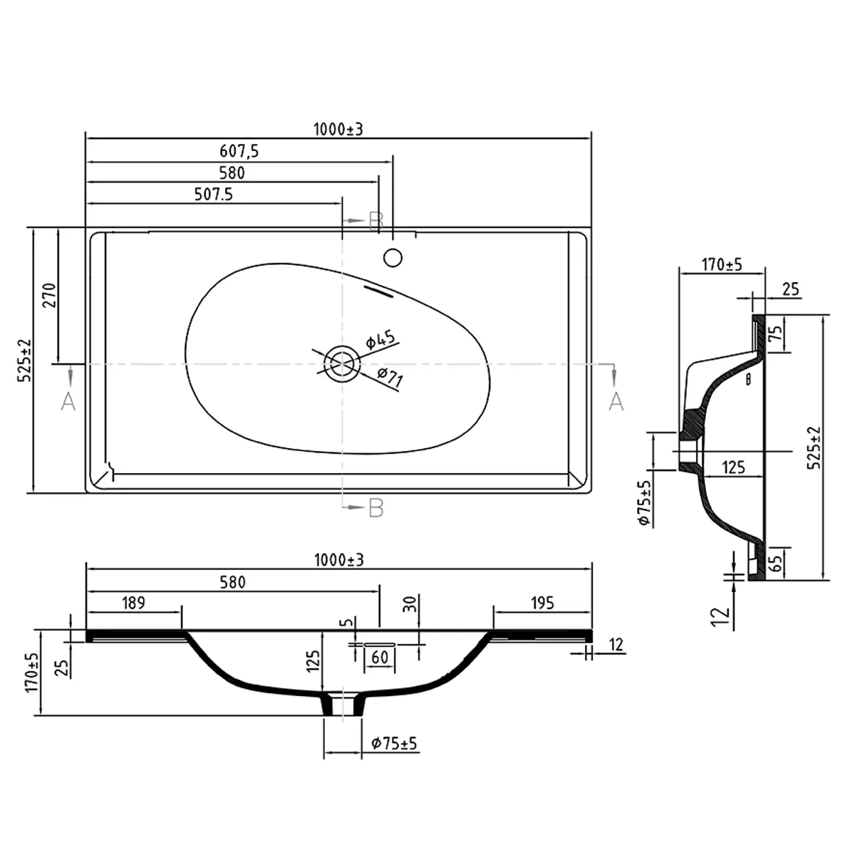 Badnor Maiken 100cm mbl.pk (9508) Line speil m/lys