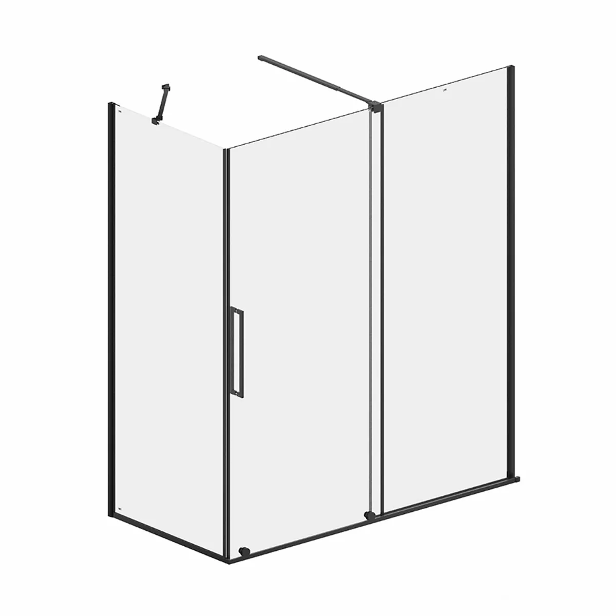 Badnor Køhler ll Dusjhjørne m/skyvedør 122-142x90cm - matt sort